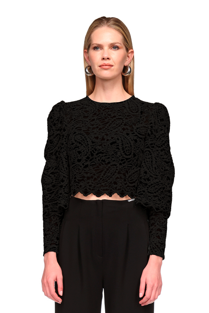 
                      
                        BLUSA DE RENDA AVELUDADA
                      
                    